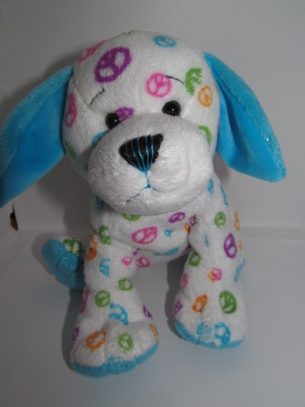 Webkinz Peace Puppy HM440 Dog Stuffed Animal Plush Toy NO CODE Blue Ears Y2K